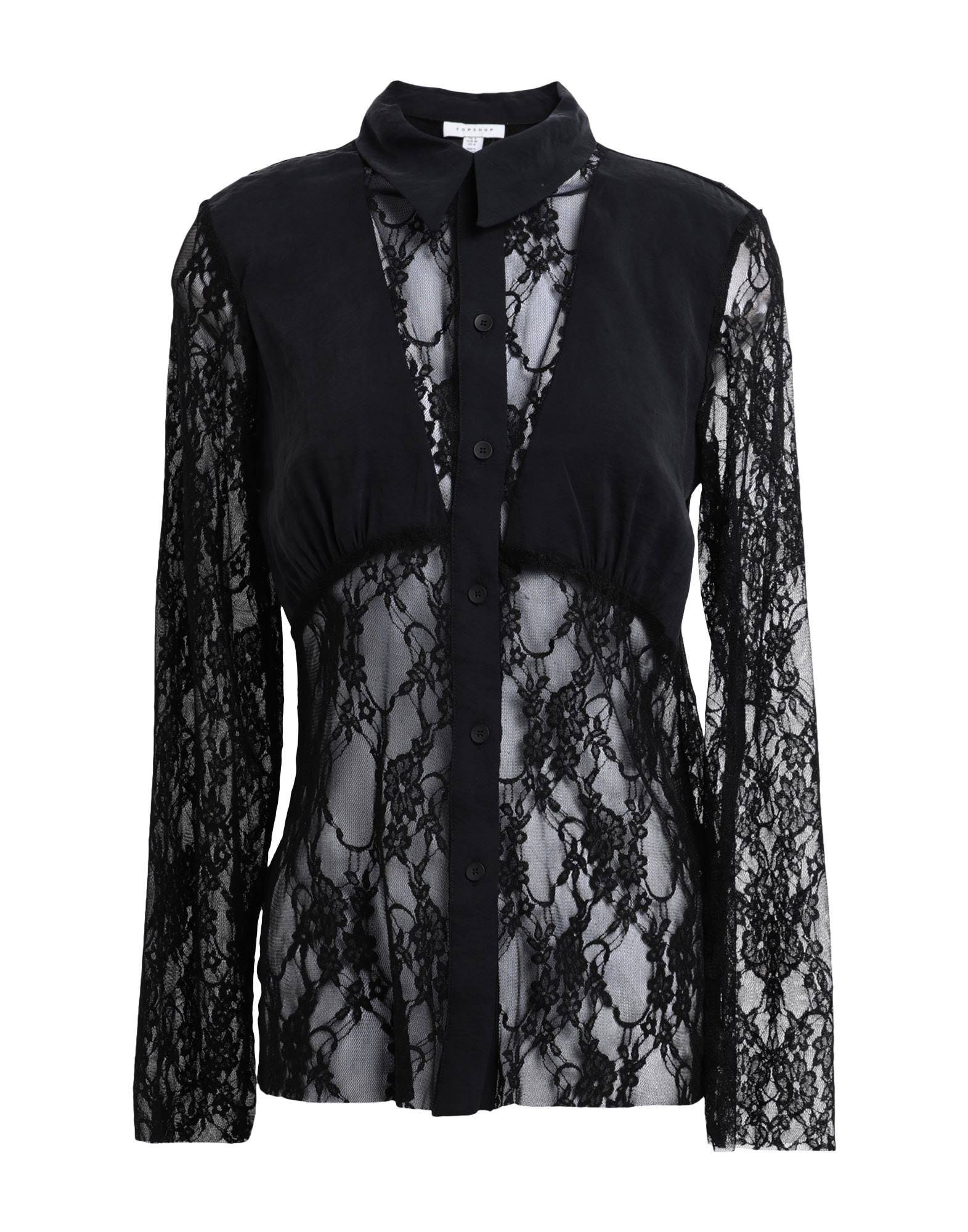 Elegant Black Lace Sheer Blouse | Image