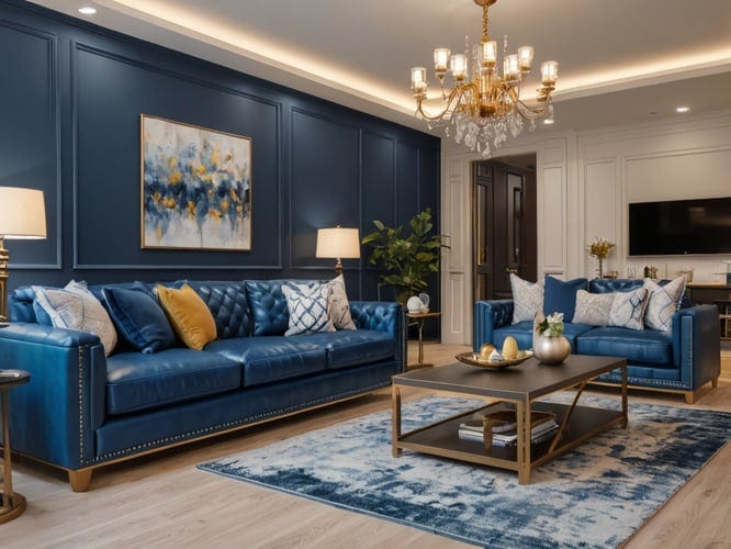 Blue-Faux-Leather-Sofas-1