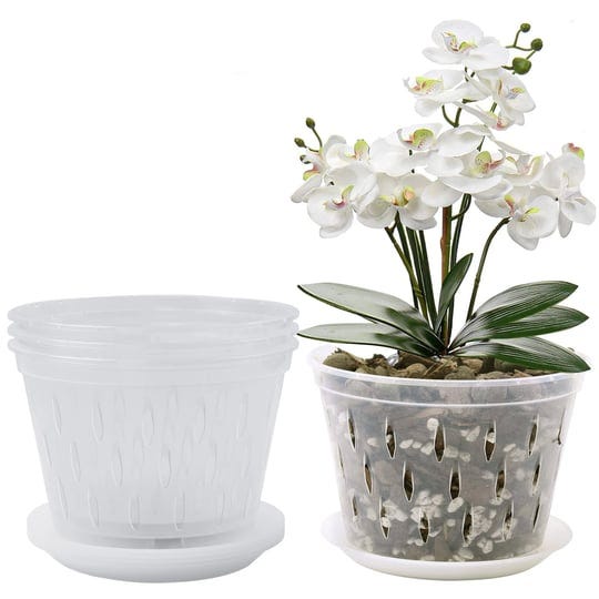 lanccona-orchid-pot-8-inch-4-pack-orchid-pots-with-holes-and-saucers-clear-plastic-orchid-pots-1