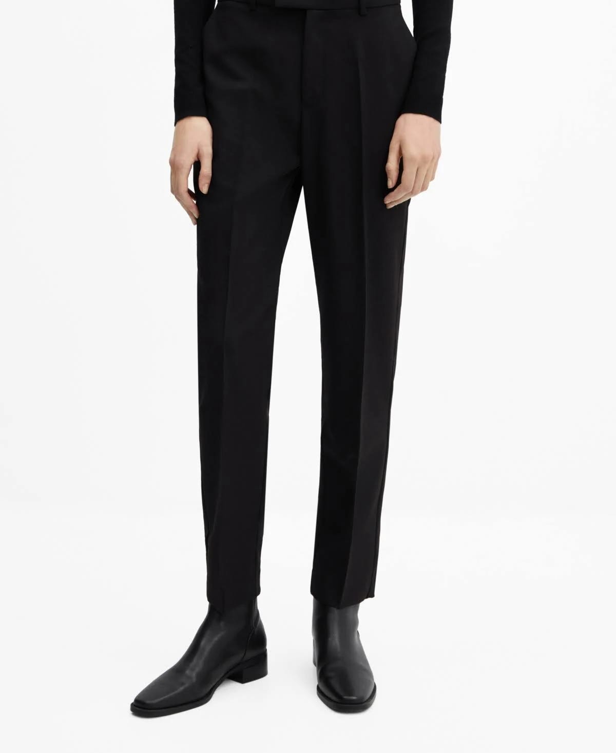 Black Straight Suit Pants for Women from Mango | Image