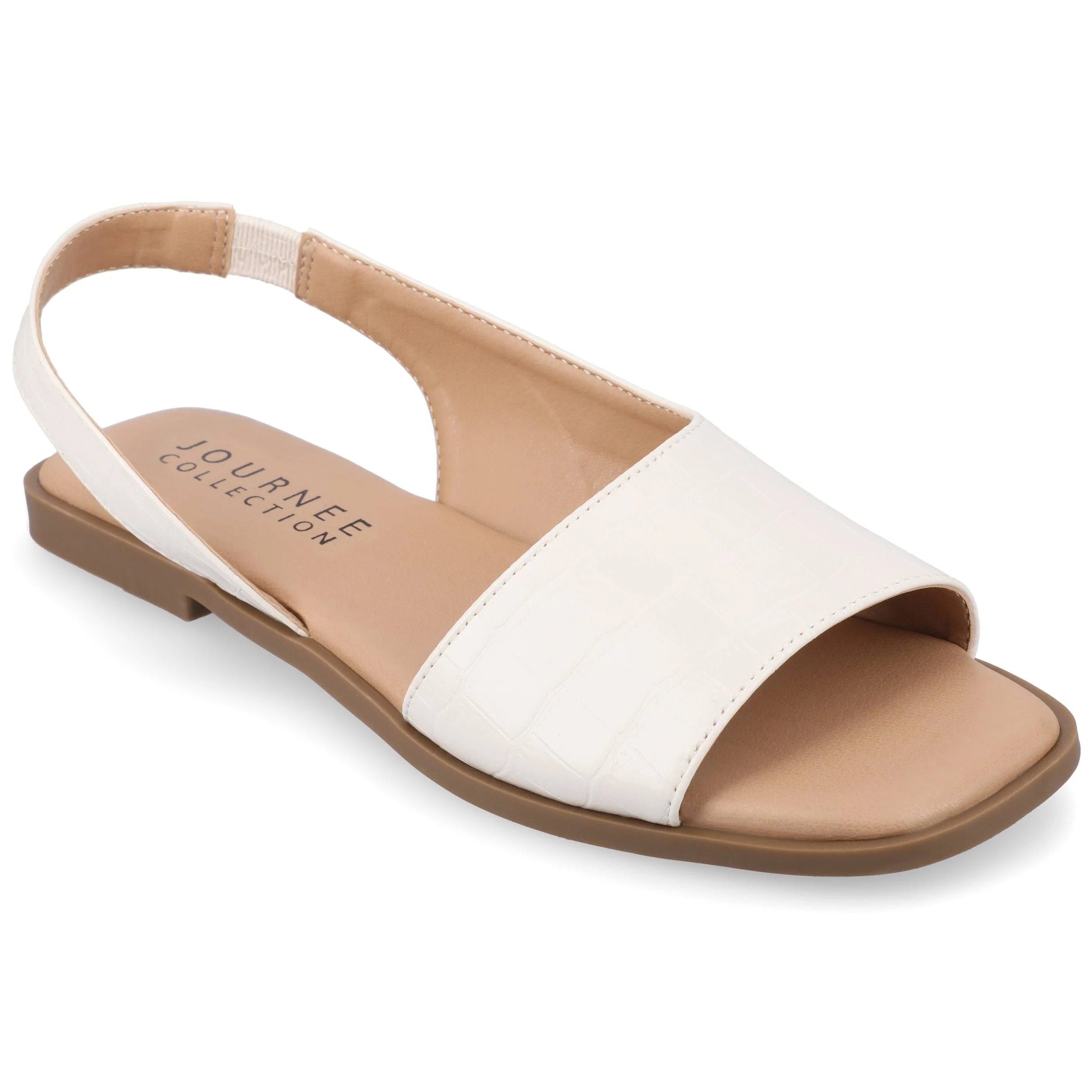 Comfortable White Sling Back Sandals with Faux Leather Accents | Image