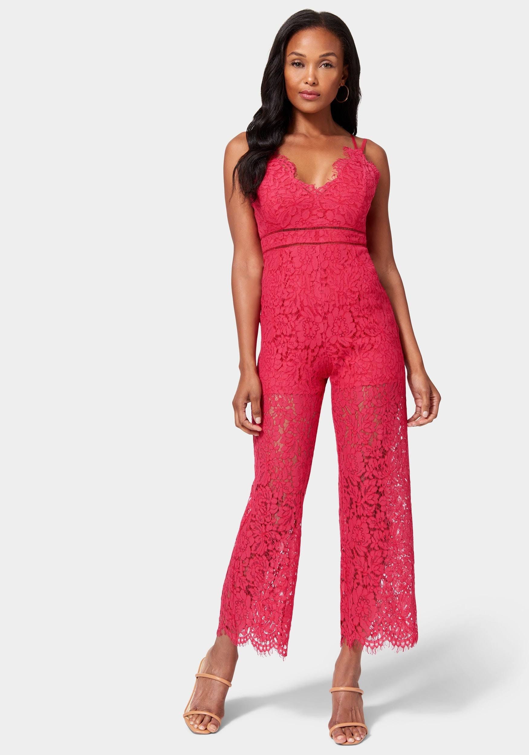 Strappy Lace Ladderstitch Jumpsuit for Special Occasions | Image