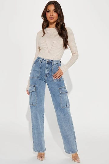 womens-crowd-pleaser-stretch-cargo-jeans-in-medium-wash-size-13-by-fashion-nova-fashion-nova-1