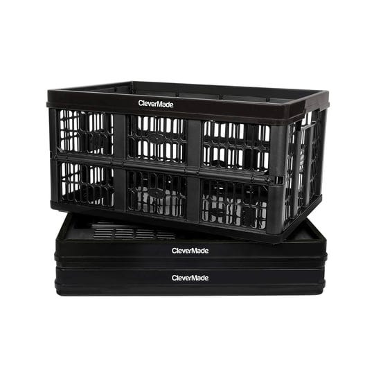 clevermade-45l-collapsible-storage-bins-black-3-pack-plastic-stackable-grated-1