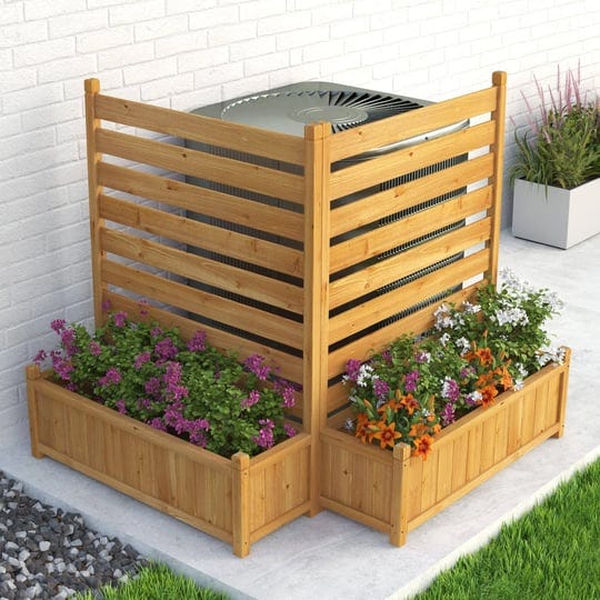 gdlf-air-conditioner-fence-outdoor-wood-privacy-screen-with-planter-box-no-dig-kit2-panels-beige-1