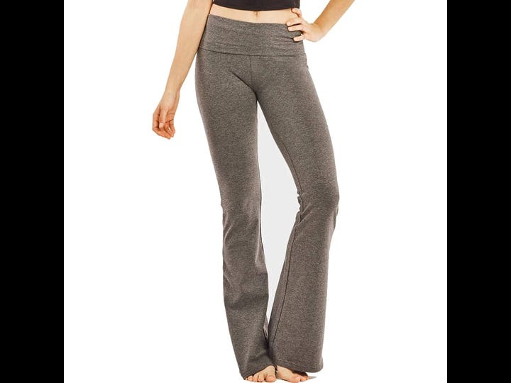 lavra-womens-bootcut-yoga-pants-high-waisted-cotton-stretch-flare-leg-size-medium-gray-1