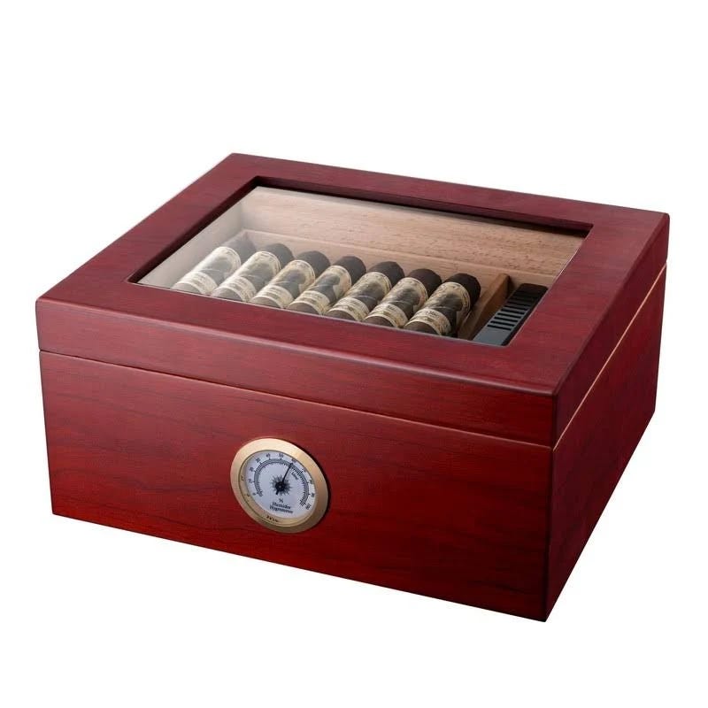 Mantello 50 Cigar Desktop Humidor with Removable Tray and Divider | Image