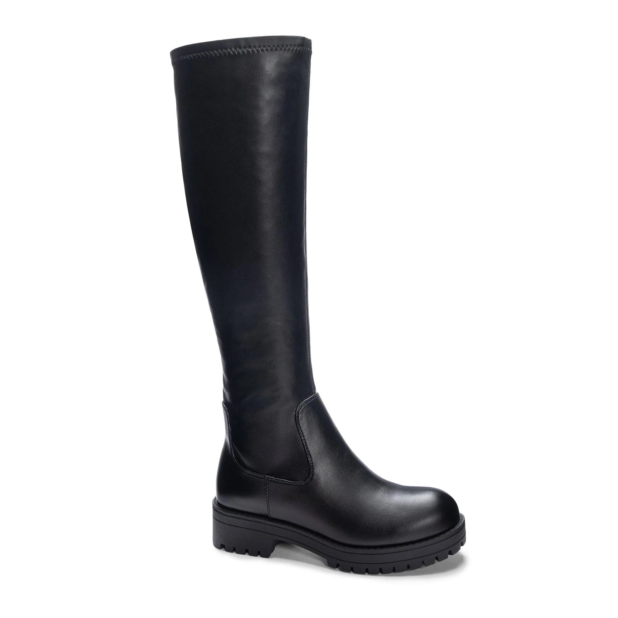 Knee High Stretch Vegan Boot with Lug Sole | Image