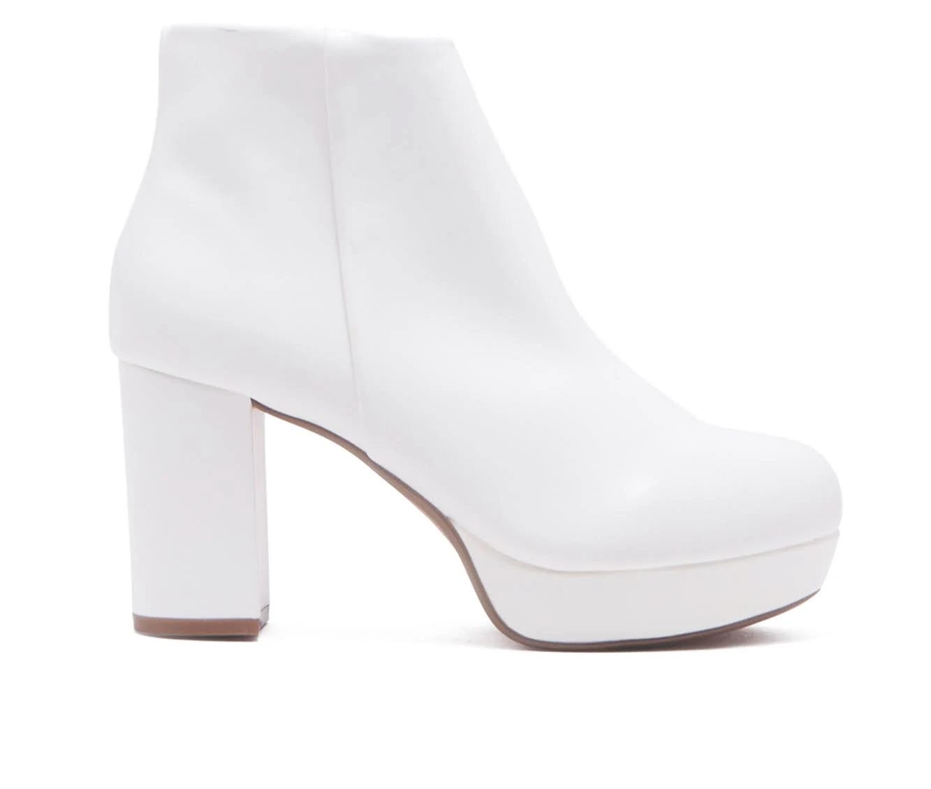 Retro Chunky Chelsea Booties in White - Size 8 | Image