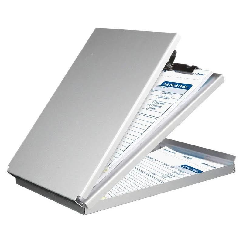 Durable A5 Recycled Aluminum Clipboard with Privacy Cover and Storage | Image