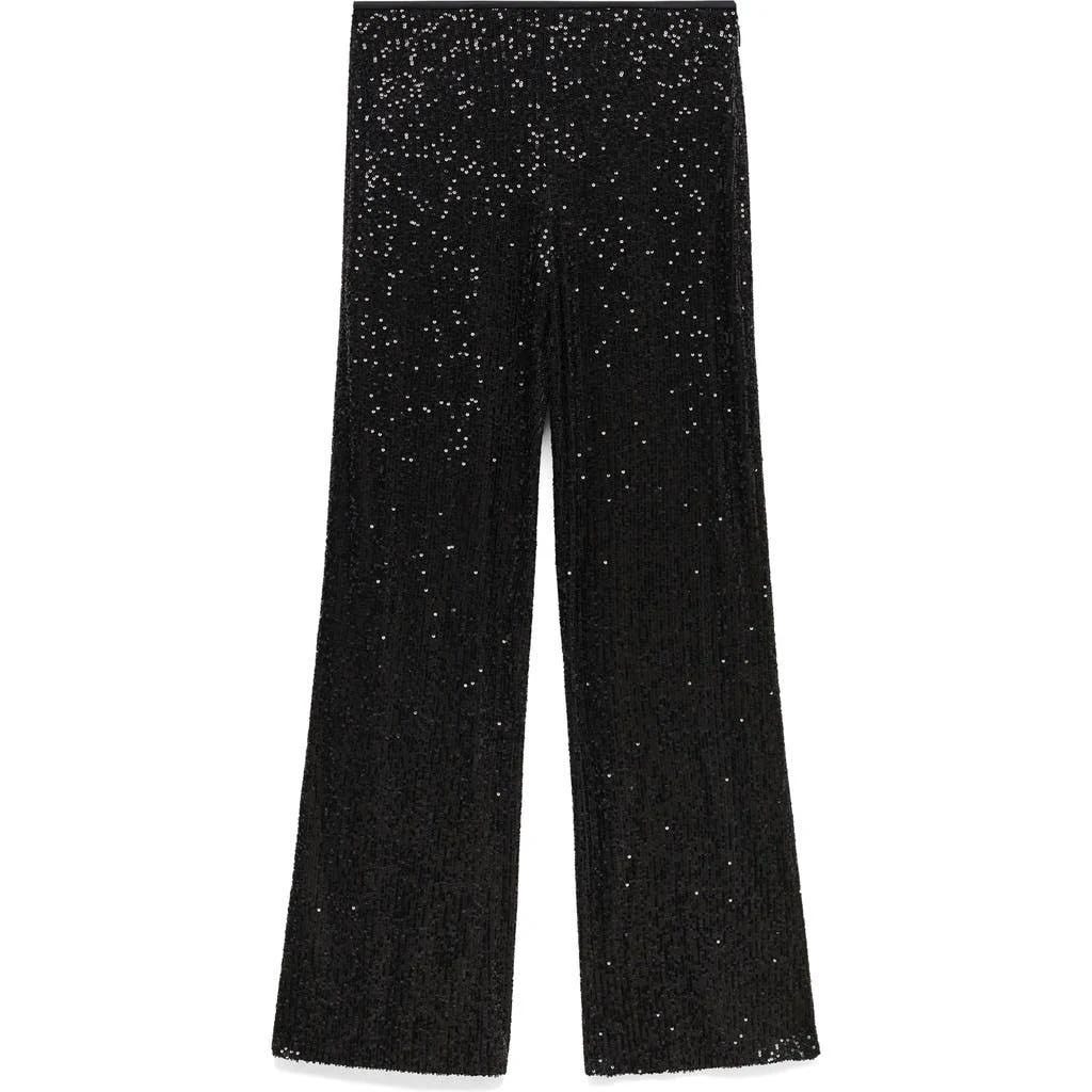 Stylish Black Sequin Wide Leg Pants for the Holiday Season | Image