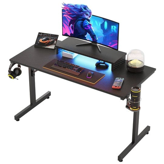 bestier-42w-small-led-gaming-computer-desk-with-monitor-stand-cup-holder-headset-hooks-carbon-fiber--1