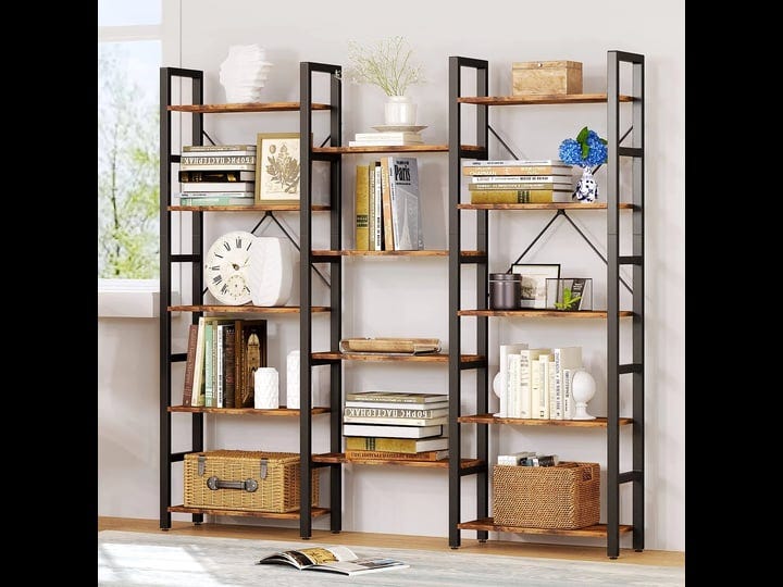 oneinmil-triple-wide-5-shelf-corner-bookcase-industrial-vintage-wood-style-large-open-bookshelves-fo-1