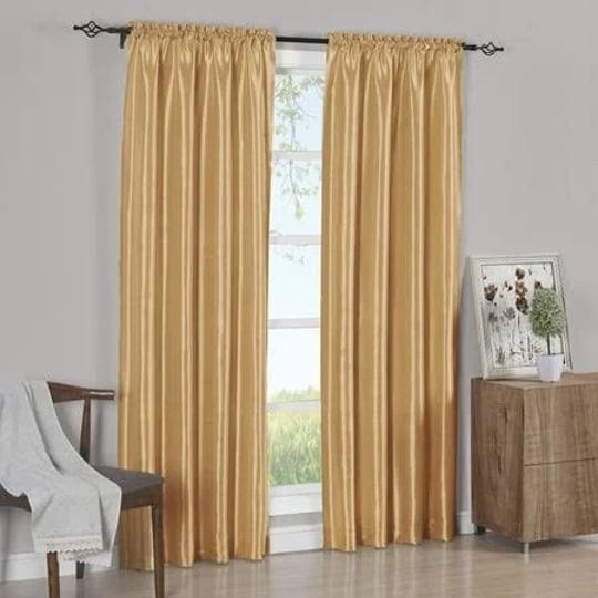 2pc-faux-silk-window-curtain-treatment-set-rod-pocket-panels-size-42x108-inch-panel-gold-1