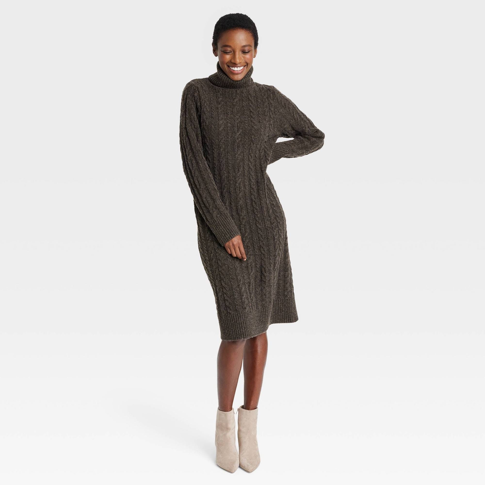 Cozy Turtleneck Long Sleeve Dress for Women | Image