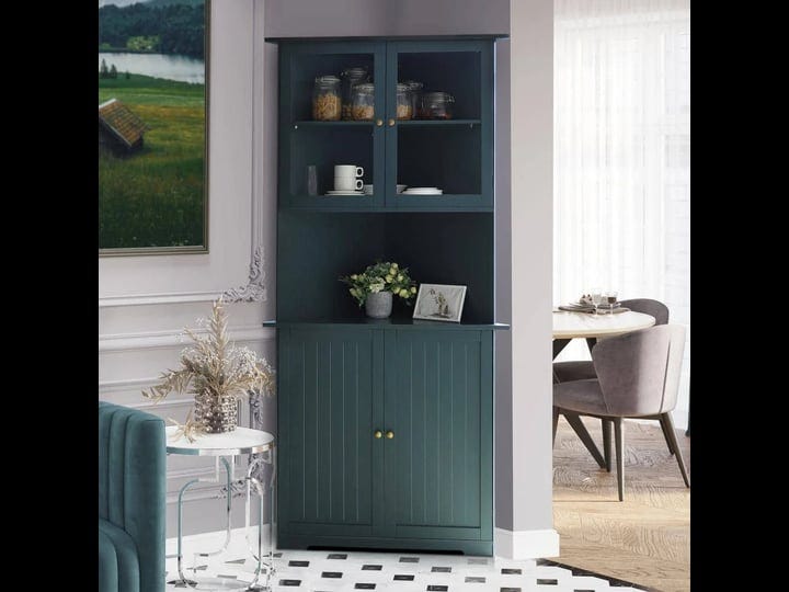 veikous-34-in-w-x-25-in-d-x-71-in-h-corner-linen-cabinet-with-adjustable-shelves-and-glass-doors-in--1