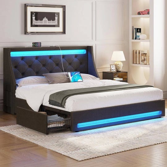 rolanstar-full-bed-frame-with-led-lights-and-charging-station-upholstered-bed-with-drawers-wooden-sl-1