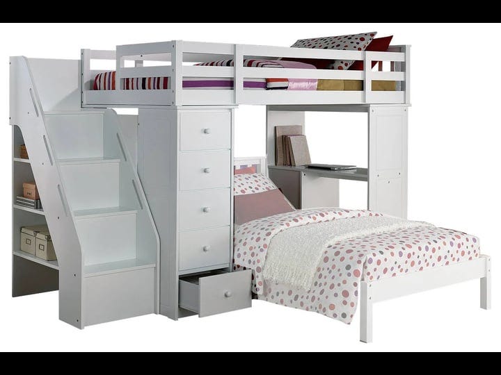 acme-freya-loft-bed-with-bookcase-ladder-in-white-37146