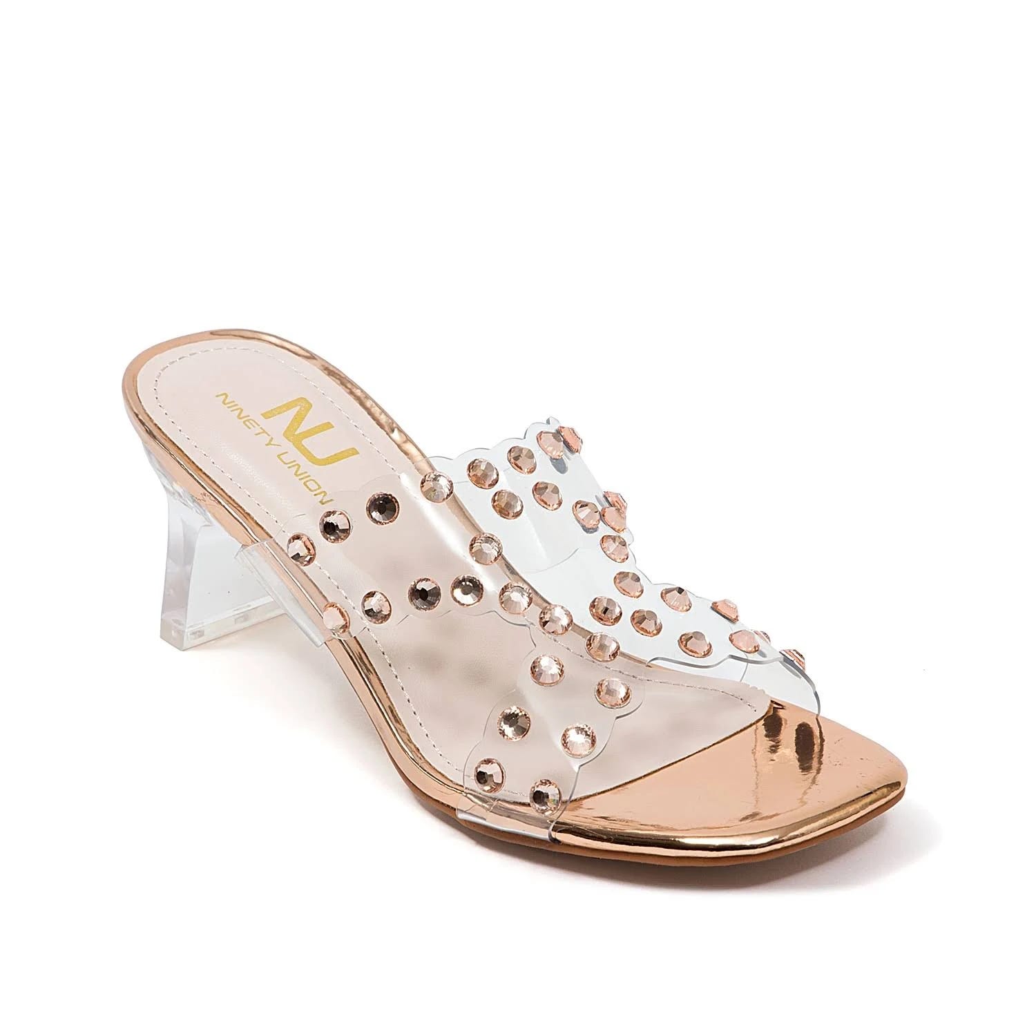 Stylish Lucite Heels with Transparent Upper and Studded Detail | Image