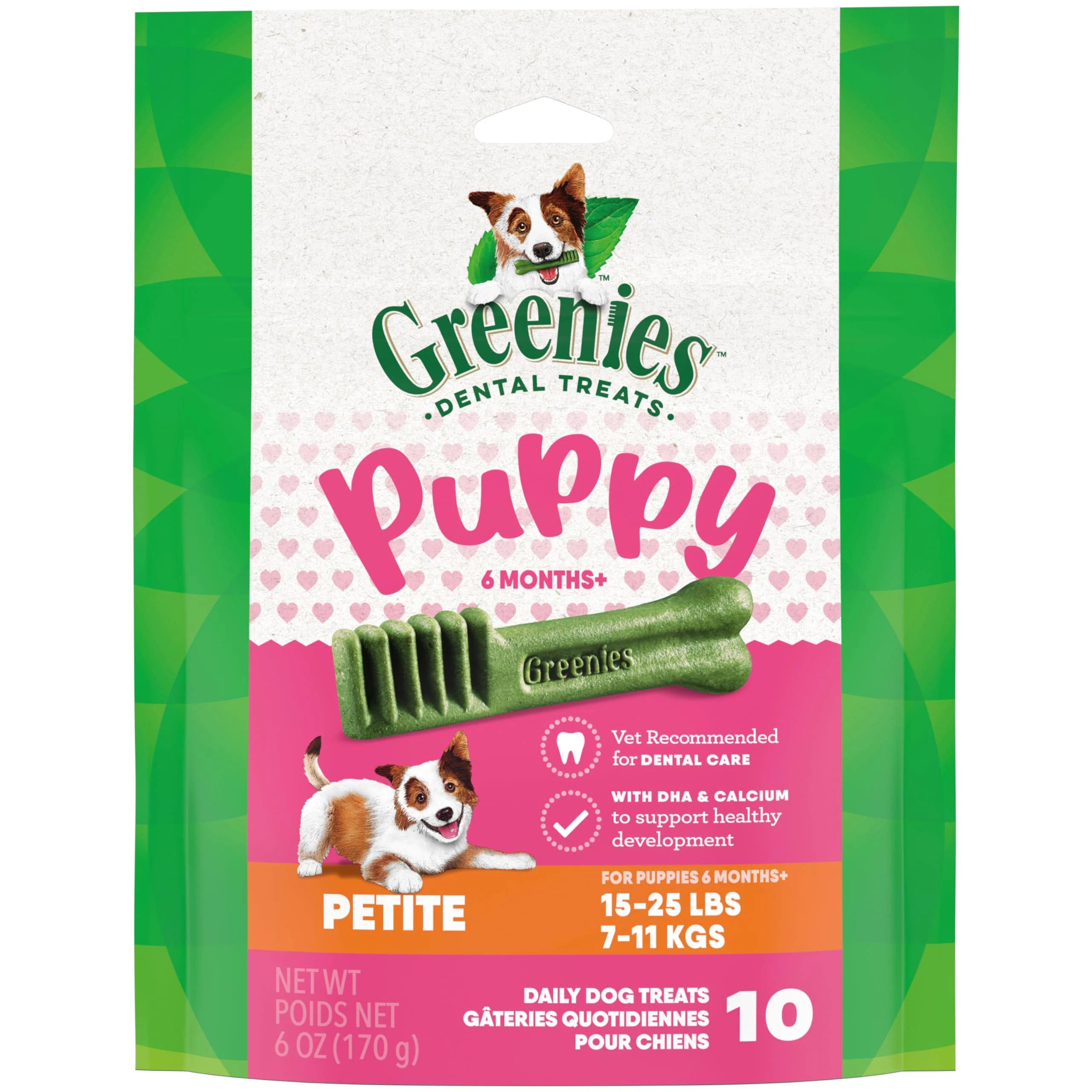 Greenies Puppy Petite Size Dental Treats for Dogs - 6 oz. Pack (10 Treats) | Image