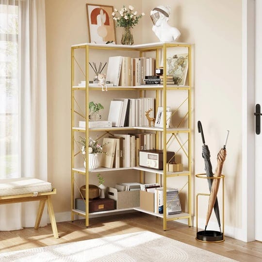 5-tier-l-shaped-corner-bookcase-large-display-rack-storage-bookshelf-in-gold-white-1