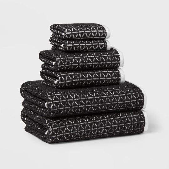 new-6pc-boho-bath-towels-and-washcloths-set-black-threshold-1