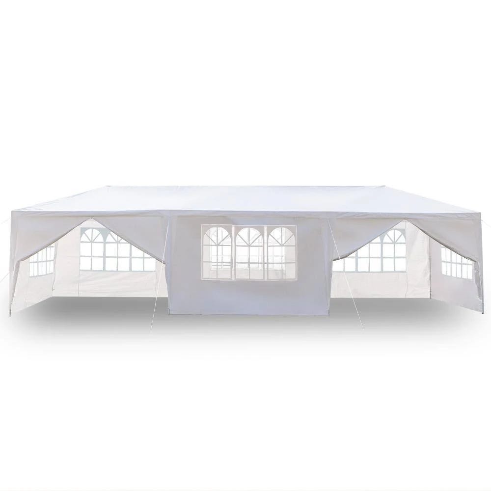 White 10 ft. x 30 ft. Wedding Party Tent with 6 Sides and 2 Doors | Image