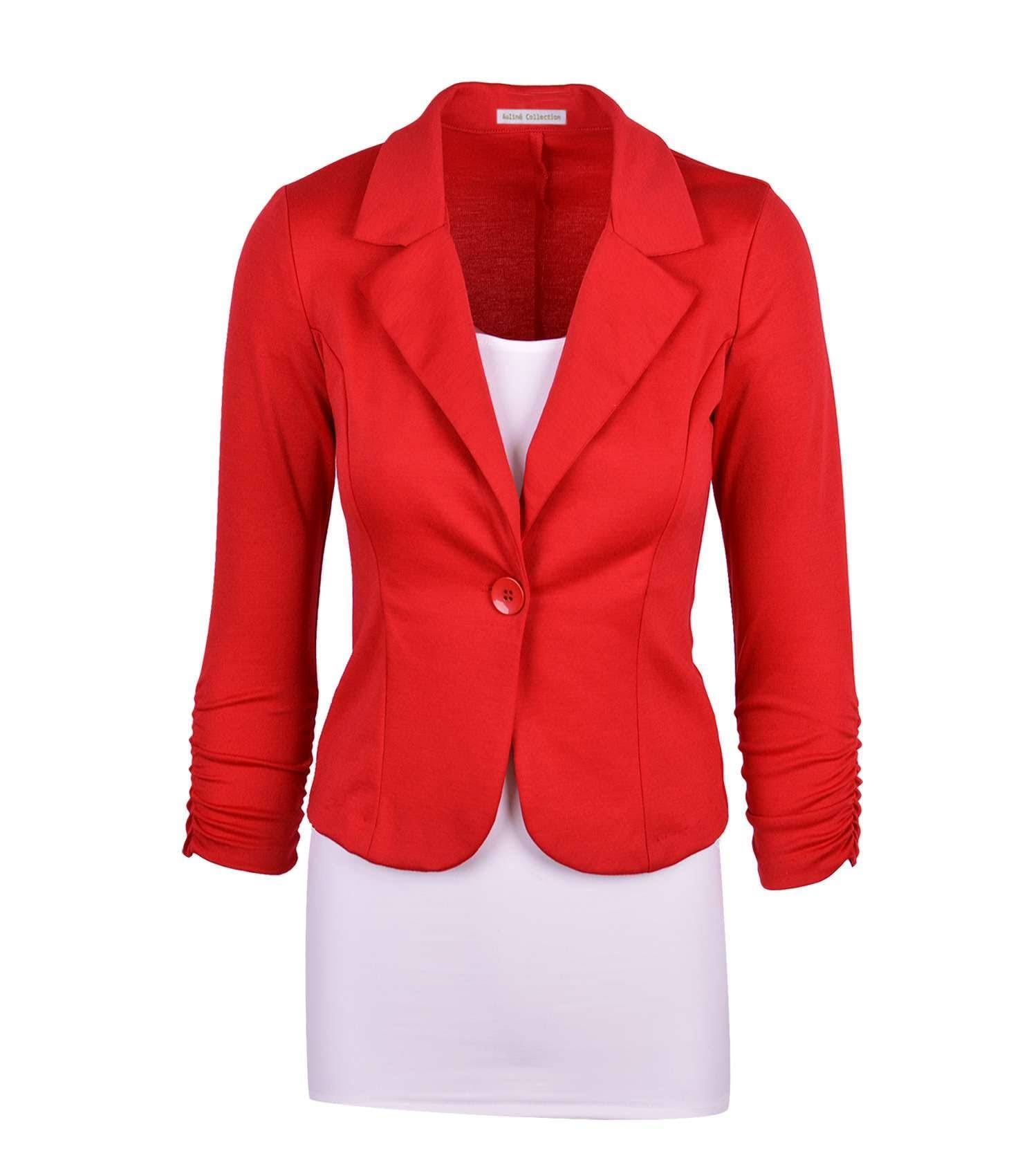 Versatile Large Red Knit Blazer for Women | Image