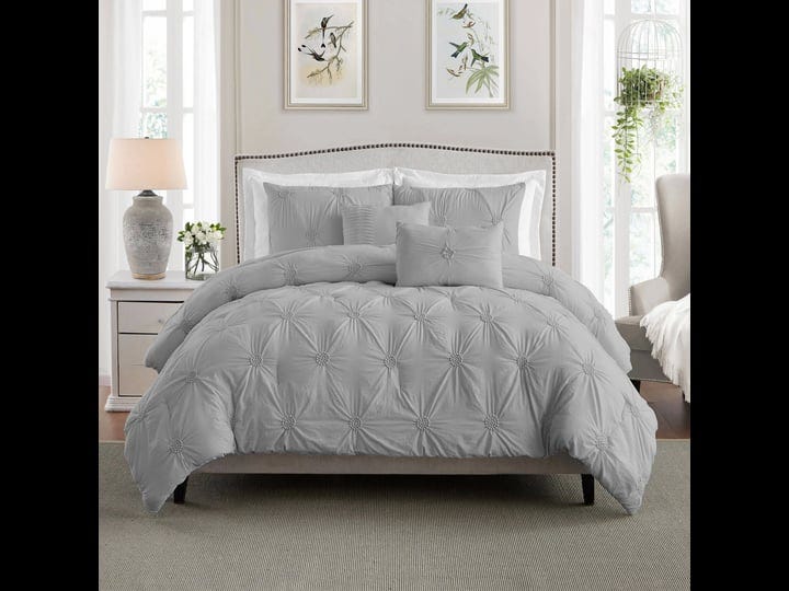 swift-home-floral-pintuck-comforter-set-grey-king-1