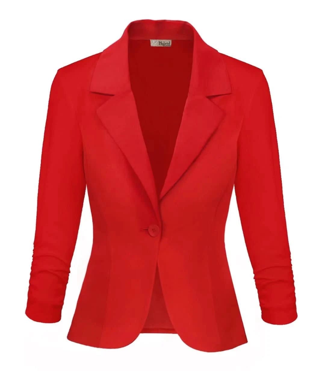 Red Women's Blazer Jacket: Versatile and Classy Casual Workwear | Image