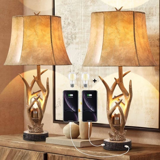 dungoo-rustic-western-deer-table-lamps-with-nightlight-set-of-2-26-rustic-bedside-lamps-for-bedroom--1