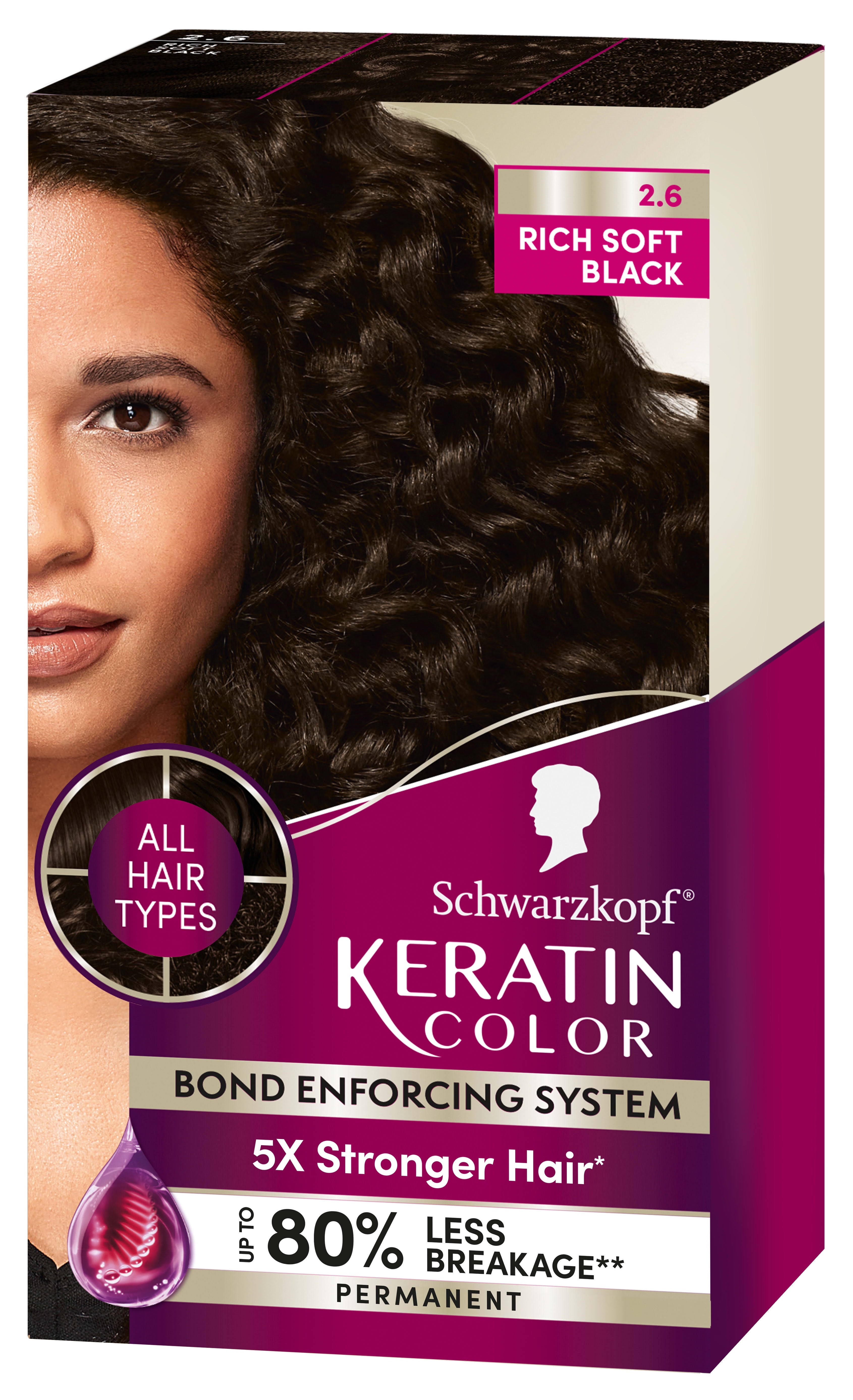 Schwarzkopf Keratin Permanent Hair Color - Rich Black with Anti-Damage Technology | Image