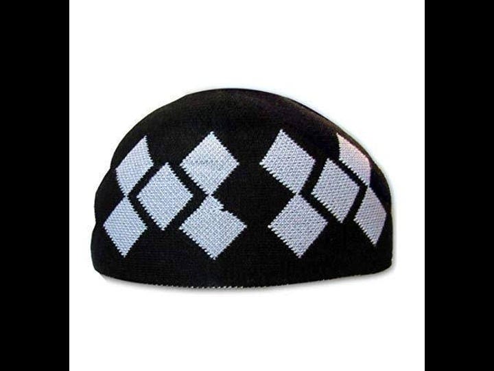 modefa-islamic-mens-argyle-cotton-kufi-cap-black-gray-1