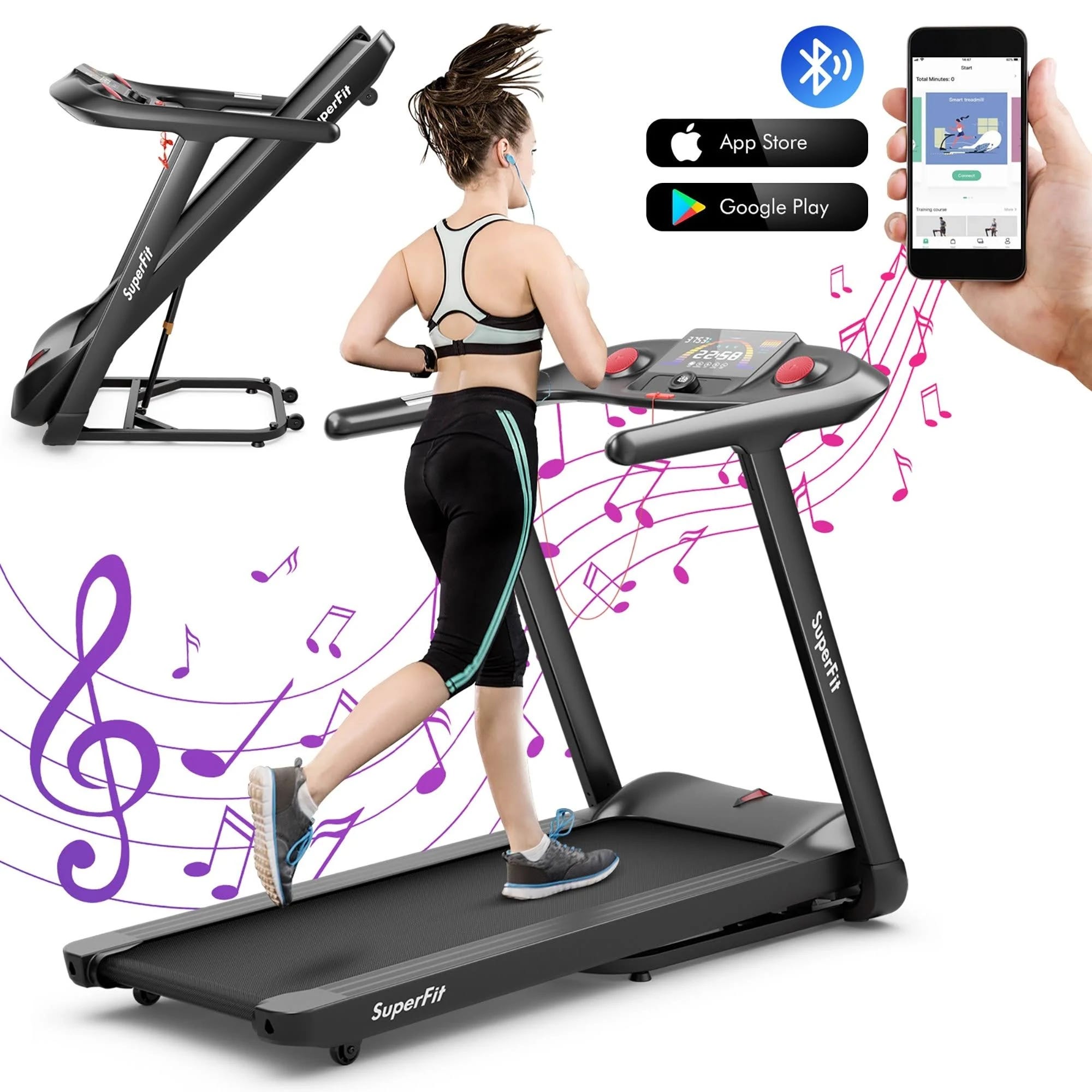 Folding SuperFit Treadmill with 4.75 HP Motor and Pre-Programmed Workouts | Image