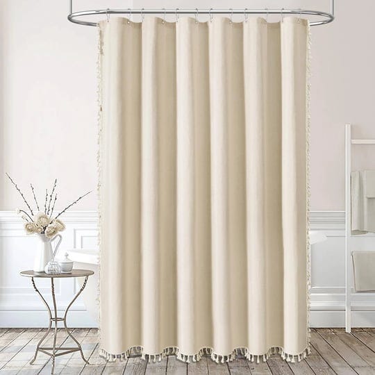 bttn-extra-long-shower-curtain-84-inch-long-linen-textured-farmhouse-tassel-shower-curtain-set-with--1