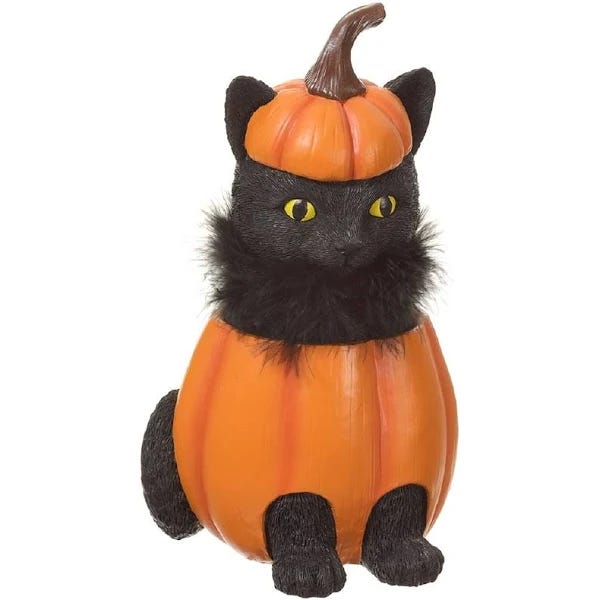 Black Cat Pumpkin Figurine | Image