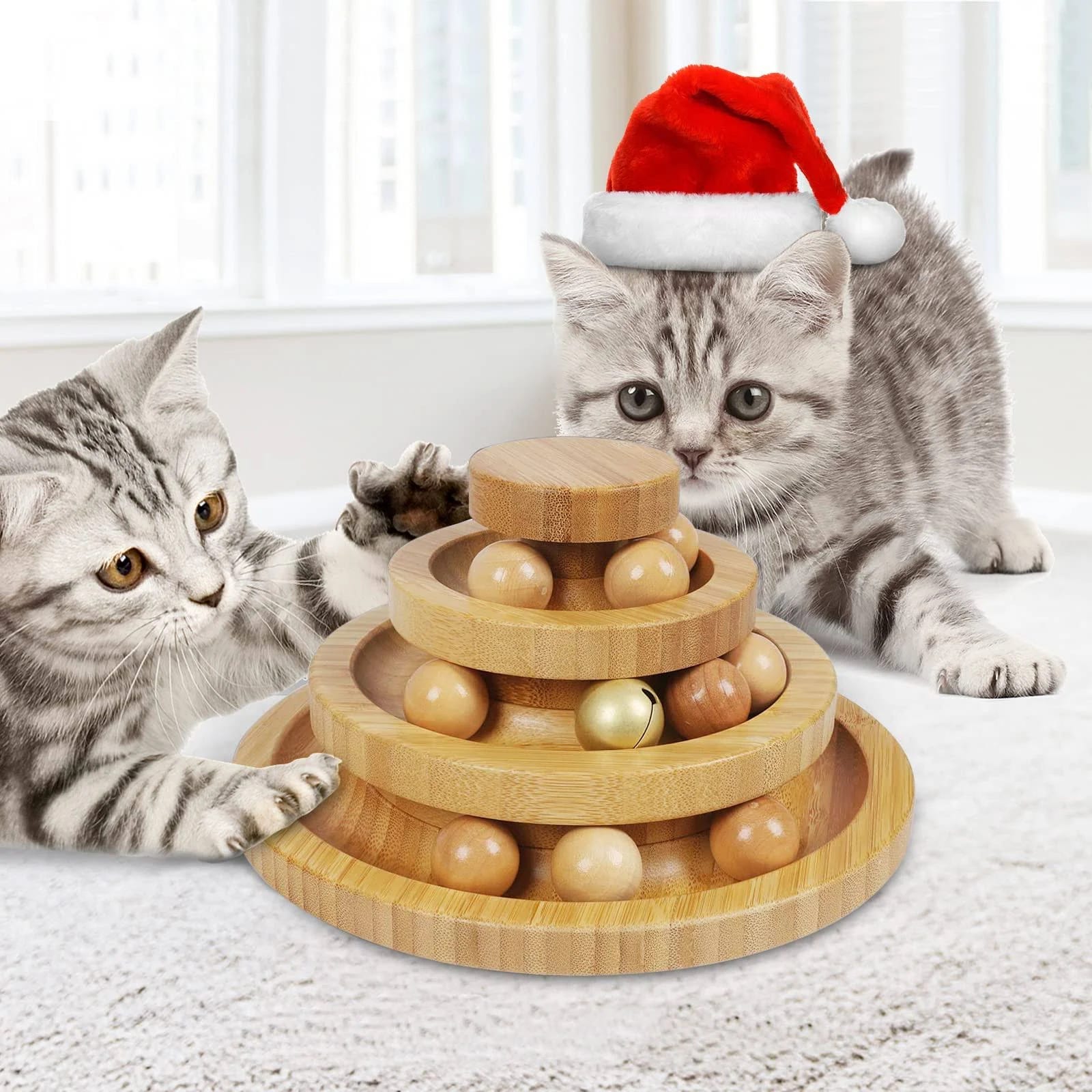 Interactive Cat Ball Track: 3-Layer Playful Toy for Multiple Cats | Image