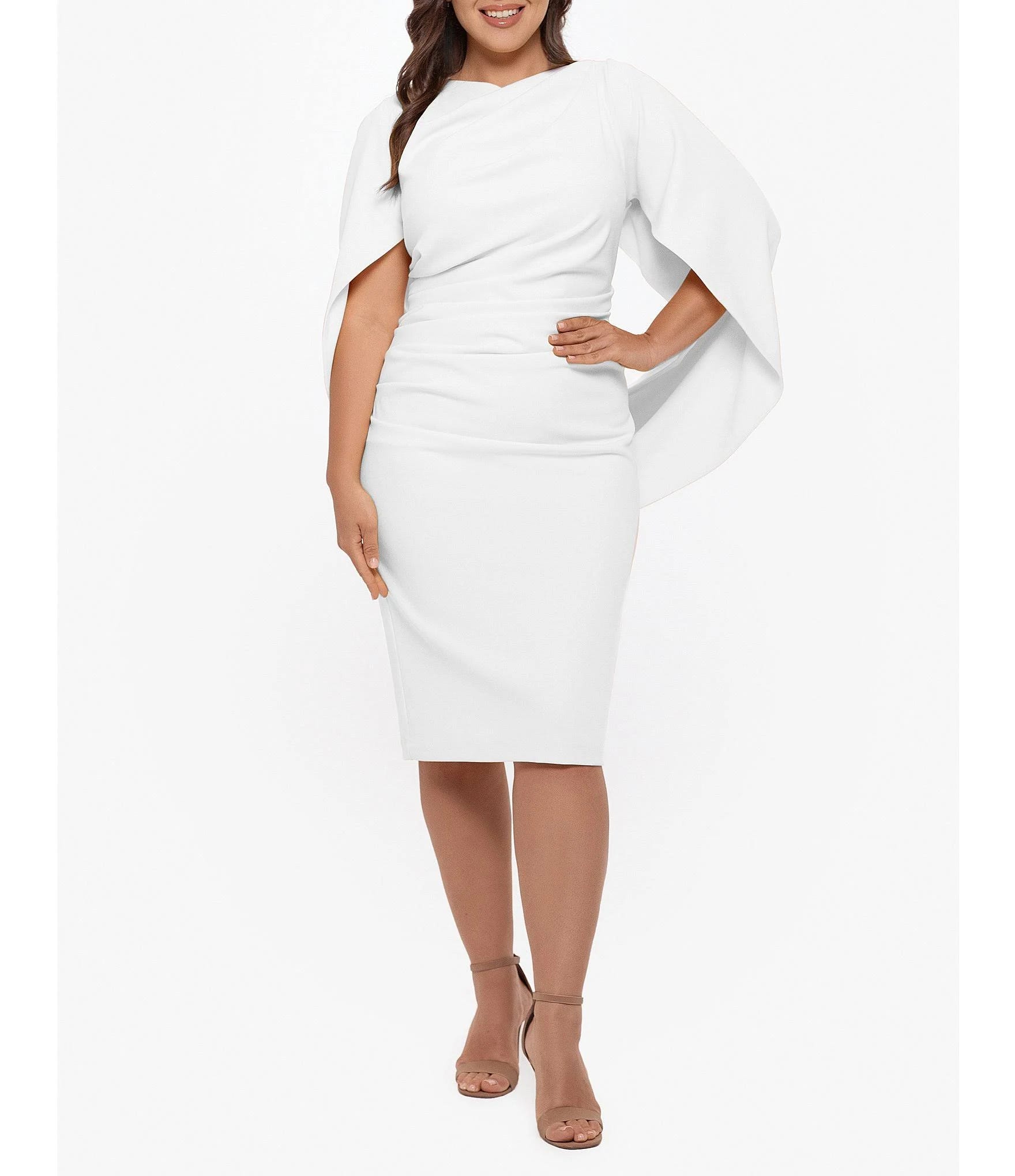 Ruched Cape Dress - Striking Wedding Guest Attire | Image