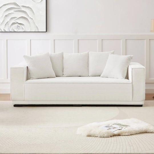 88-97-corduroy-upholstered-sofa-with-5-matching-toss-pillows-including-bottom-frame-comfy-couches-fo-1