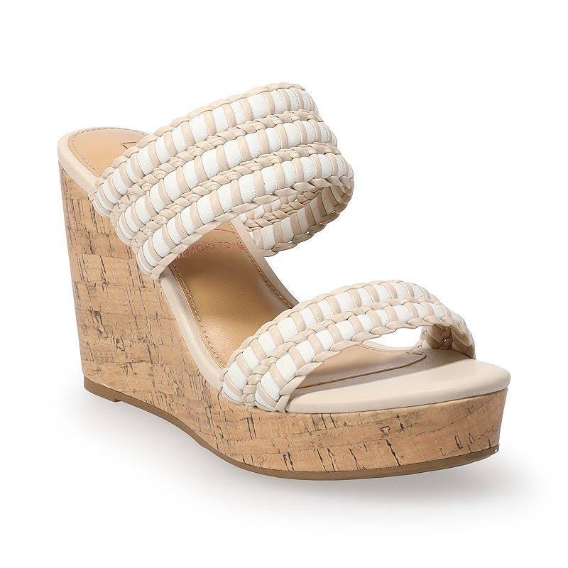 LC Lauren Conrad White Platform Wedge Sandals for Women | Image