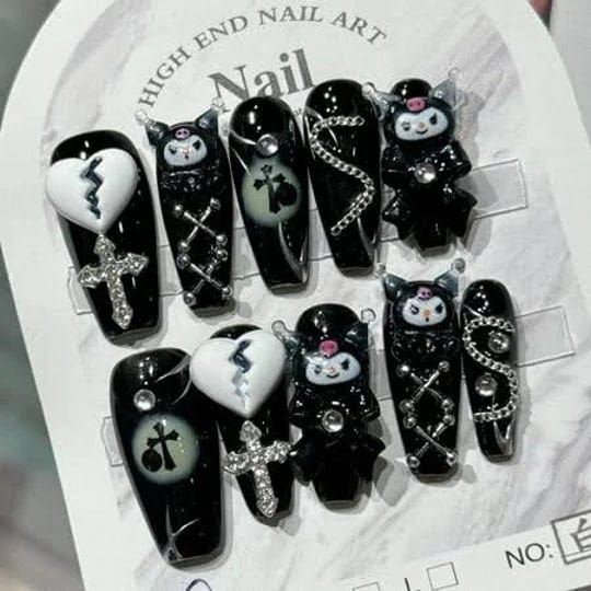 yc-anime-sanrio-hand-painted-wearable-nails-cute-y2k-purple-kuromi-nails-manicure-patch-finished-pro-1