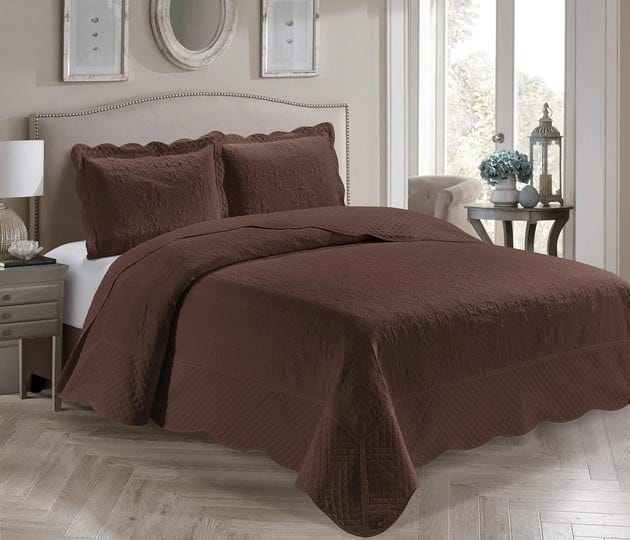 home-collection-3-piece-king-california-king-over-size-embossed-solid-coffee-color-coverlet-bedsprea-1