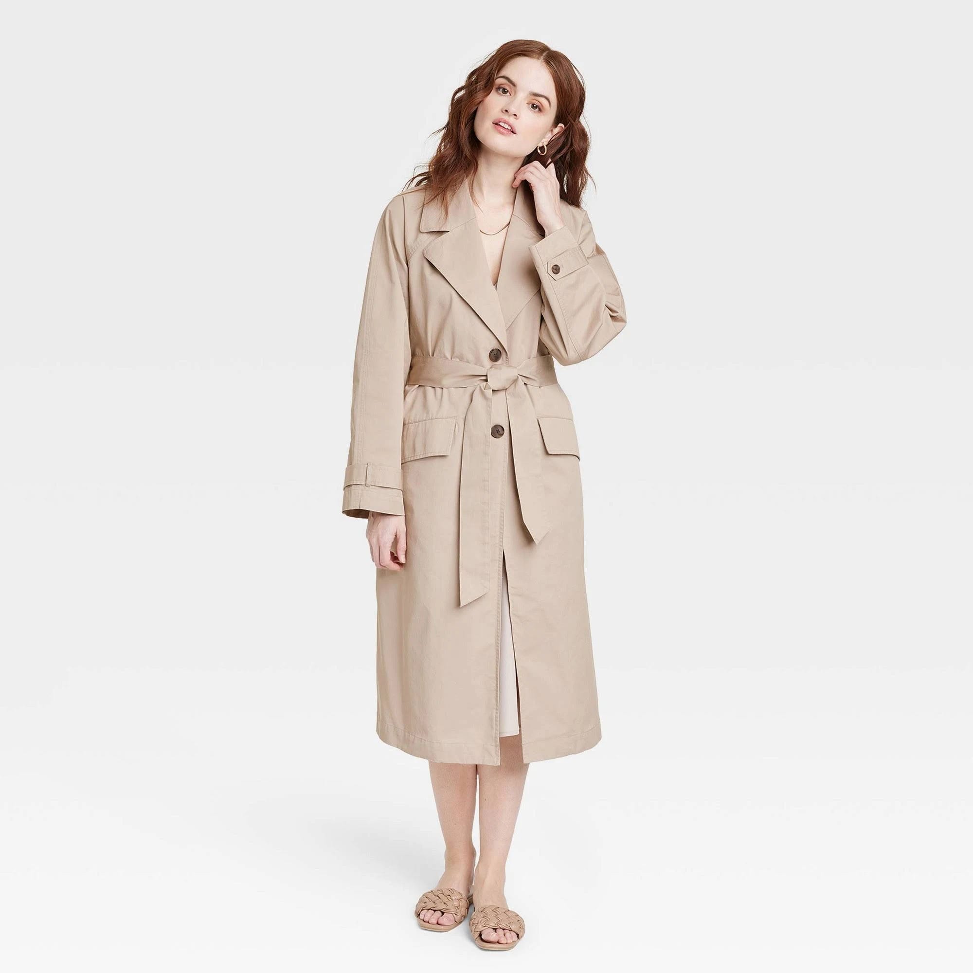 Stylish Tan Statement Trench Coat - A New Day | Image