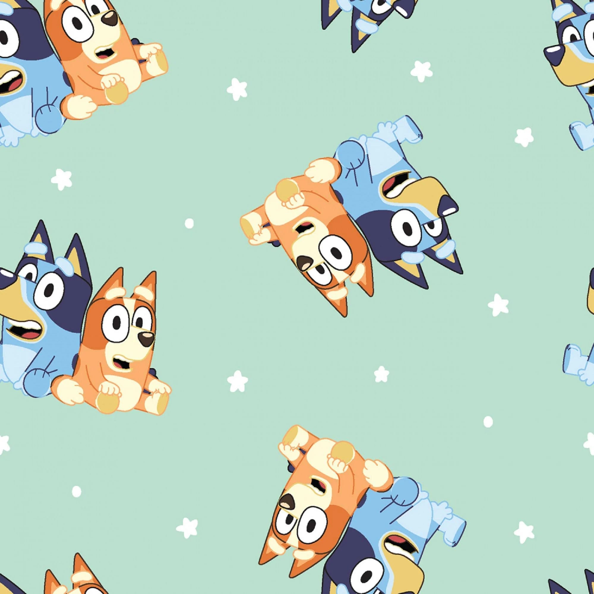 Bluey Bingo Aqua Cotton Fleece Fabric | Image