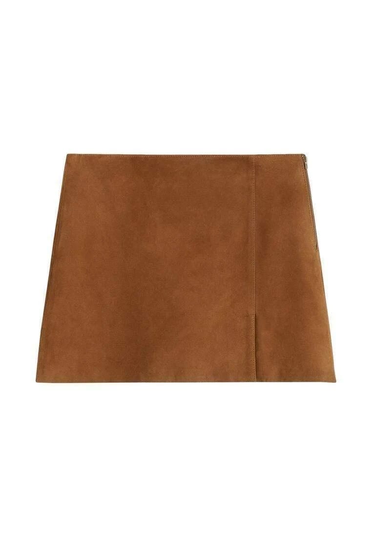 Mango's Stylish Chocolate Brown Suede Mini-Skirt for Women | Image