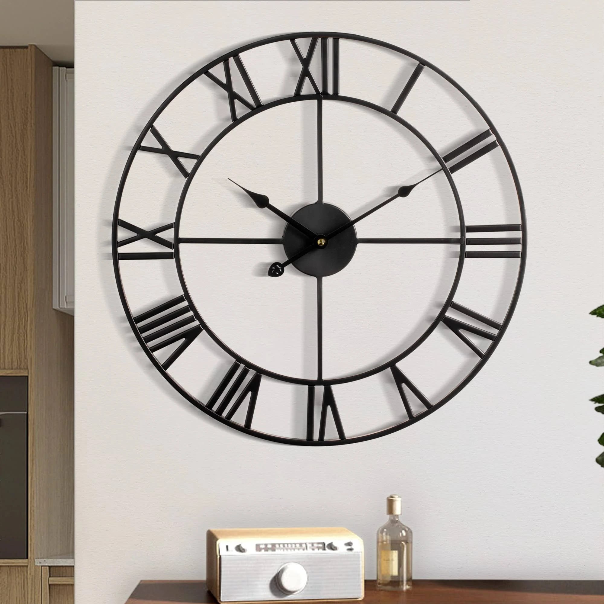 Silent Retro Roman Numeral Wall Clock | Image