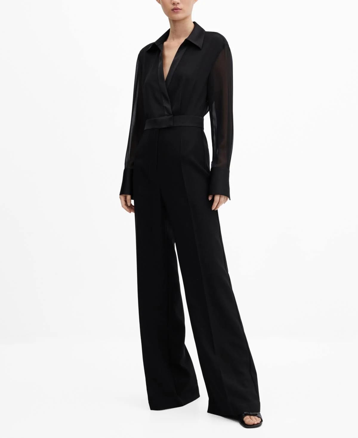 Mango Wide Leg Jumpsuit - Stylish Black Women's Formal Option | Image