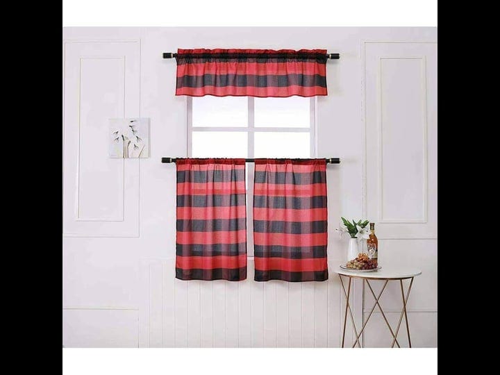 marcielo-3-pcs-buffalo-check-plaid-window-kitchen-curtain-with-tier-red-black-1