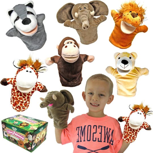 joyin-animal-friends-deluxe-kids-hand-puppets-with-working-mouth-pack-of-6-for-1