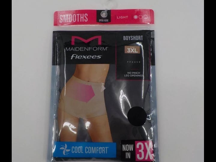 maidenform-flexees-womens-size-3xl-black-boyshort-brief-cool-comfort-light-nip-1